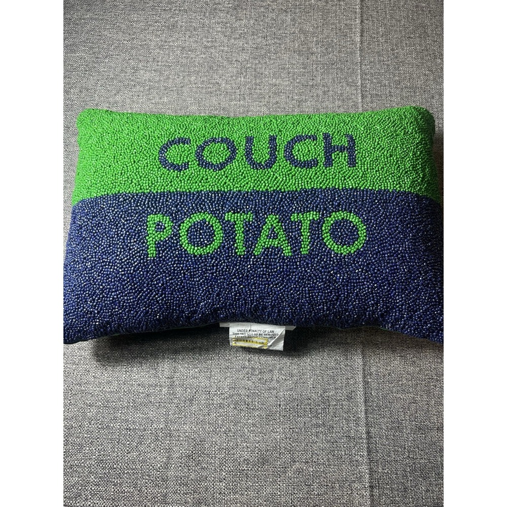 Kate Spade X Target -Couch Potato Beaded Pillow Green/Blue Colorblock 12x18‎